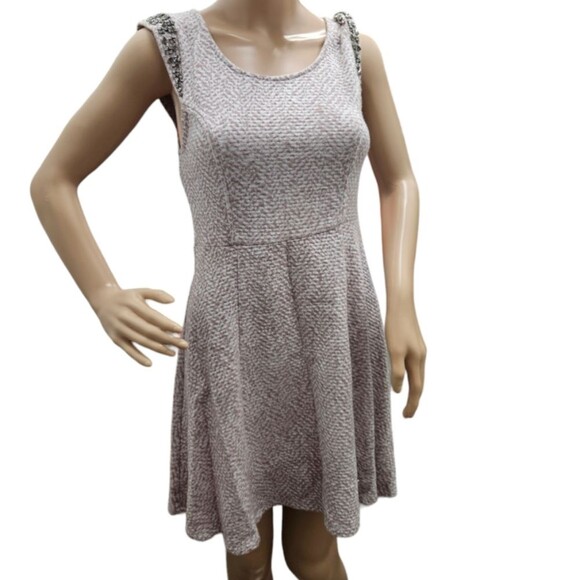 Free People Sleeveless Beaded Cutout Back Skater Dress in Tan - Picture 2 of 8